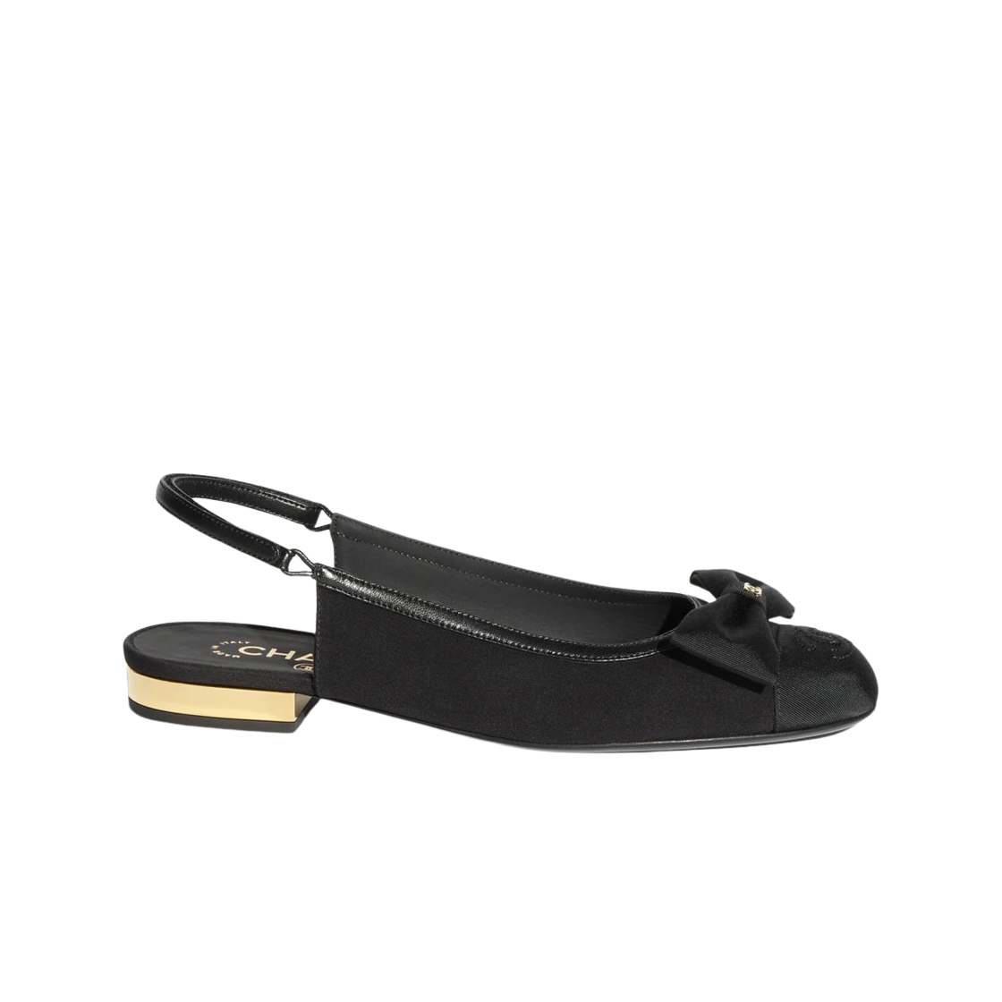 (W) 샤넬 슬링백 패브릭 램스킨 그로그랭 & 블랙((W) Chanel Slingbacks Fabric Lambskin Grosgrain & Black) - 1