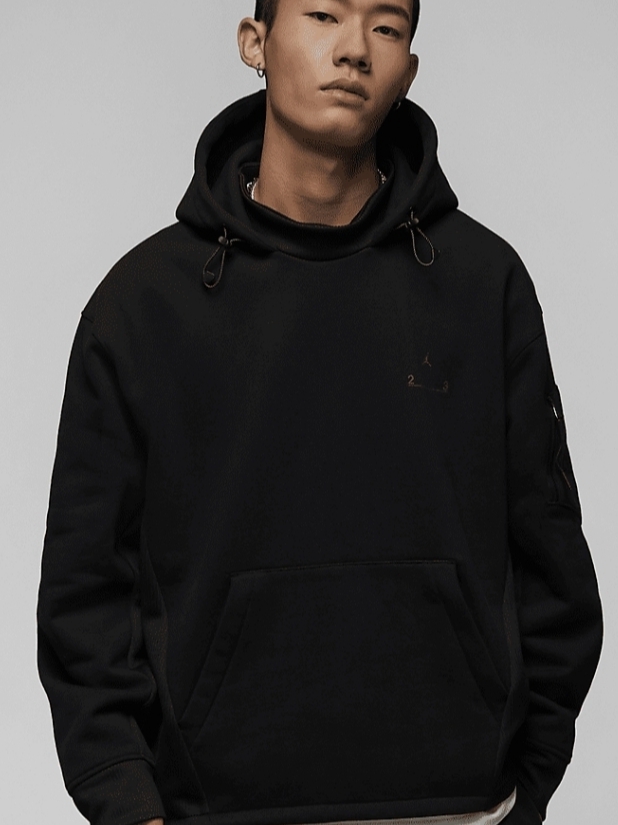 Jordan 23 Engineered Fleece Pullover Hoodie Black - Asia 착용 스타일