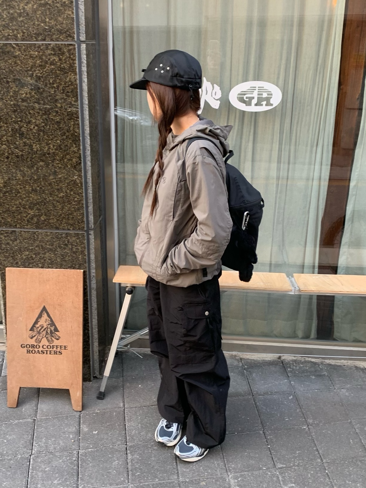 Asics Unlimited Gel-Kayano 14 Carrier Grey Black, Sansan Gear Conversion Jacket Brown - 23FW 착용 스타일