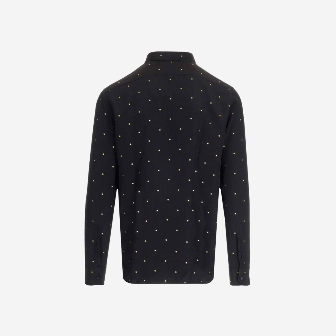 Saint Laurent Yves Collar Classic Shirt in Dotted Crepe De Chine Noir 상세 이미지 2