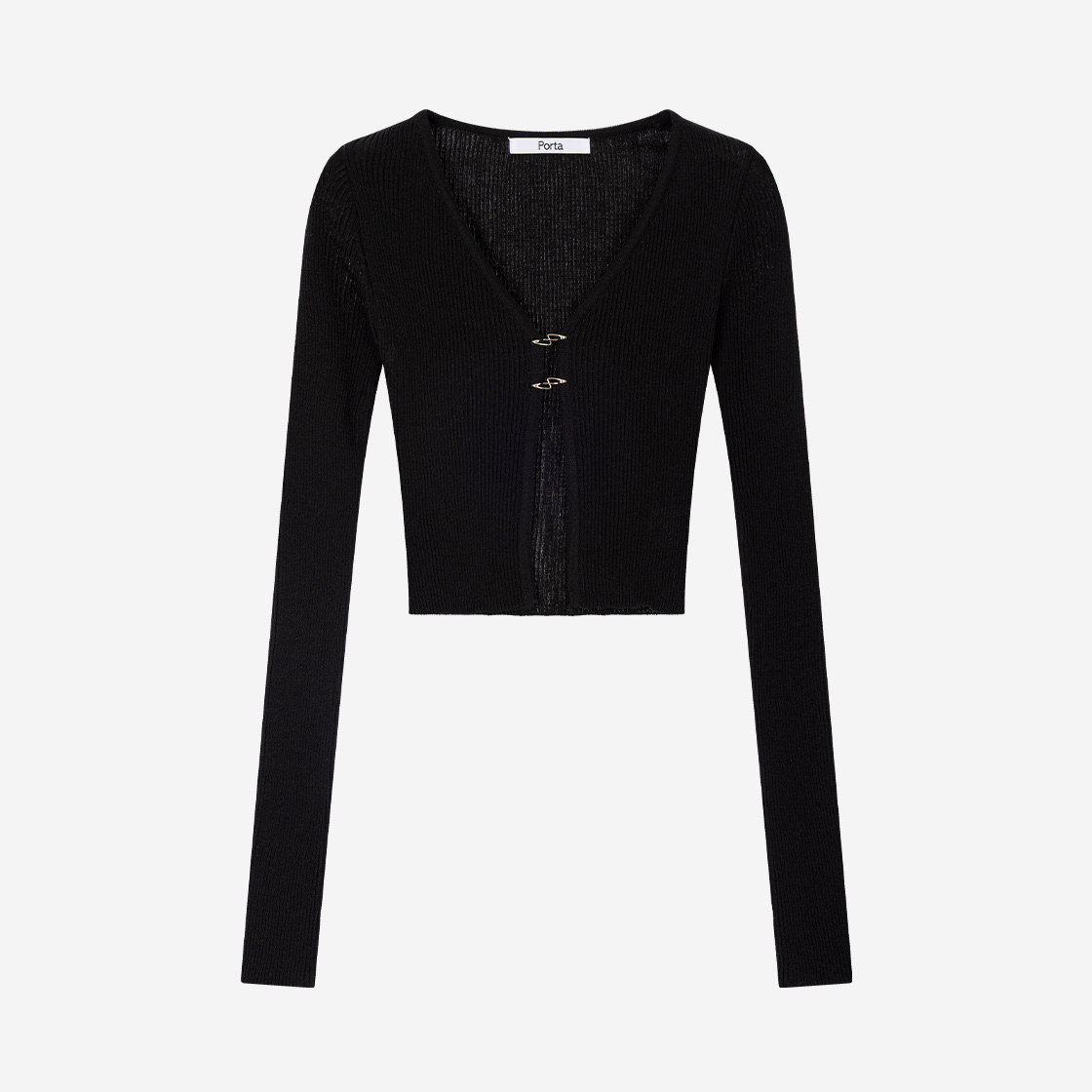 포르타 로고 펜던트 가디건 블랙