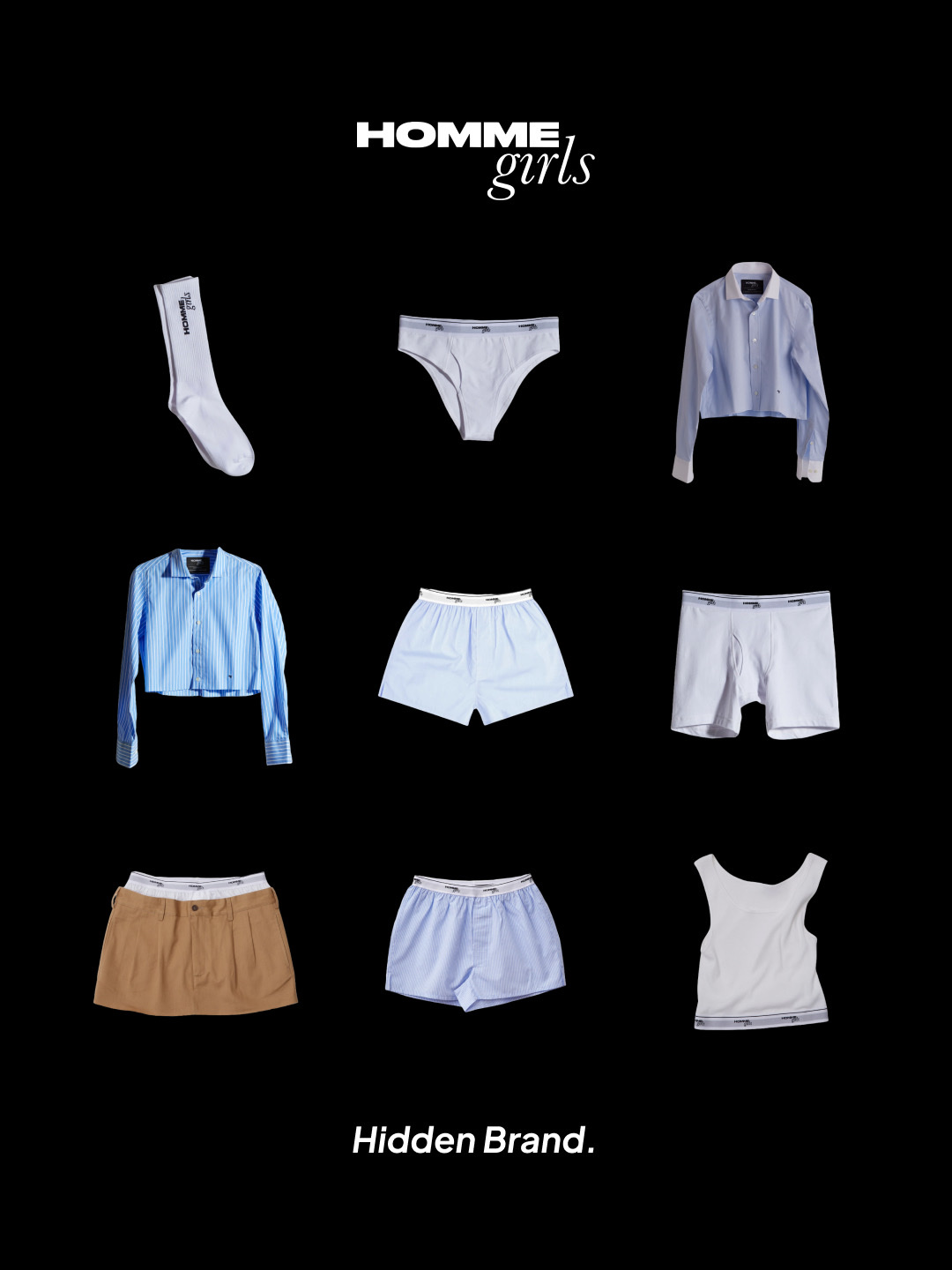 Homme Girls Original Tube Socks 3-Pair White, (W) Homme Girls Bikini Briefs White 착용 스타일 - 2