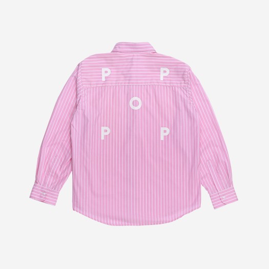 팝 트레이딩 컴퍼니 로고 스트라이프 셔츠 핑크