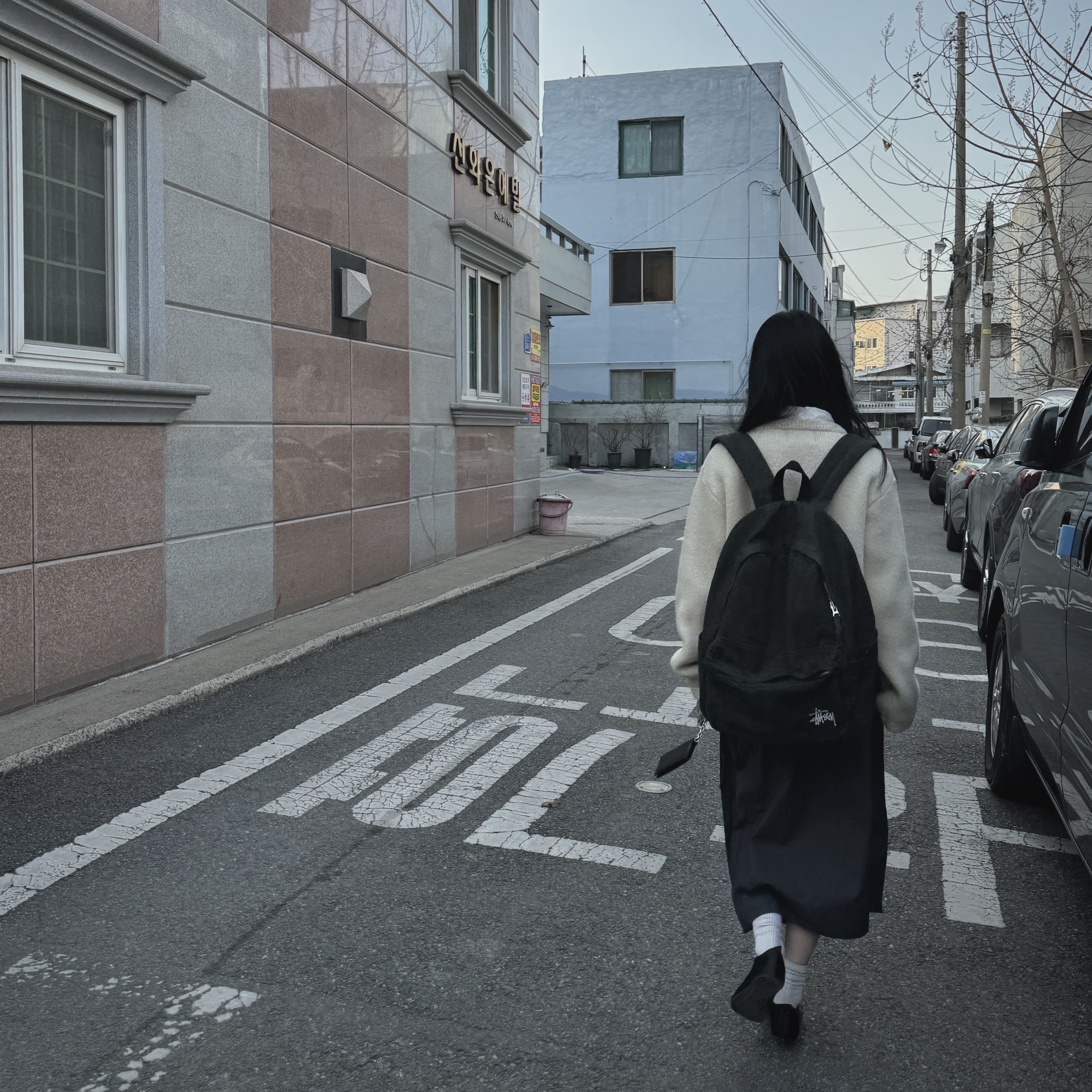 Stussy Canvas Backpack Washed Black 착용 스타일