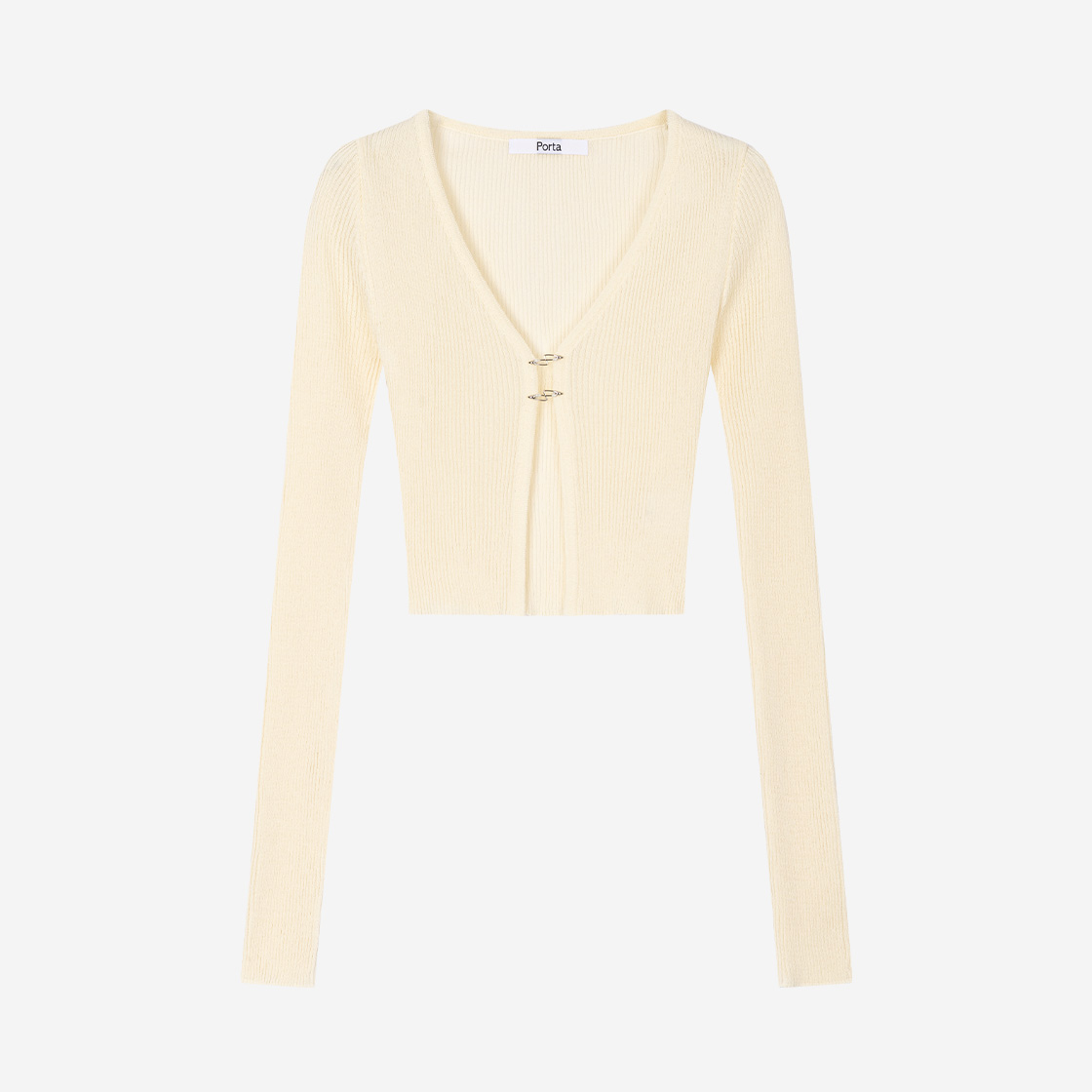 포르타 로고 펜던트 가디건 크림