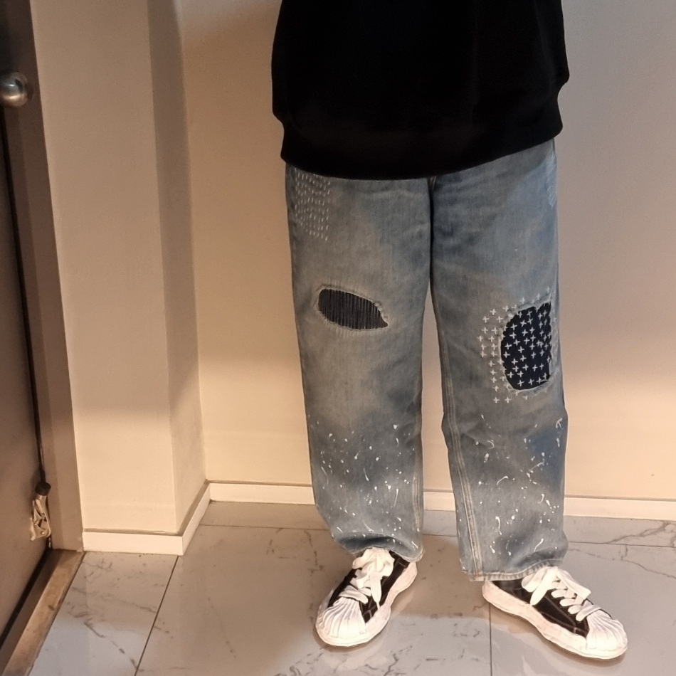 Zara x Ader Error Patchwork Jeans Blue 착용 스타일