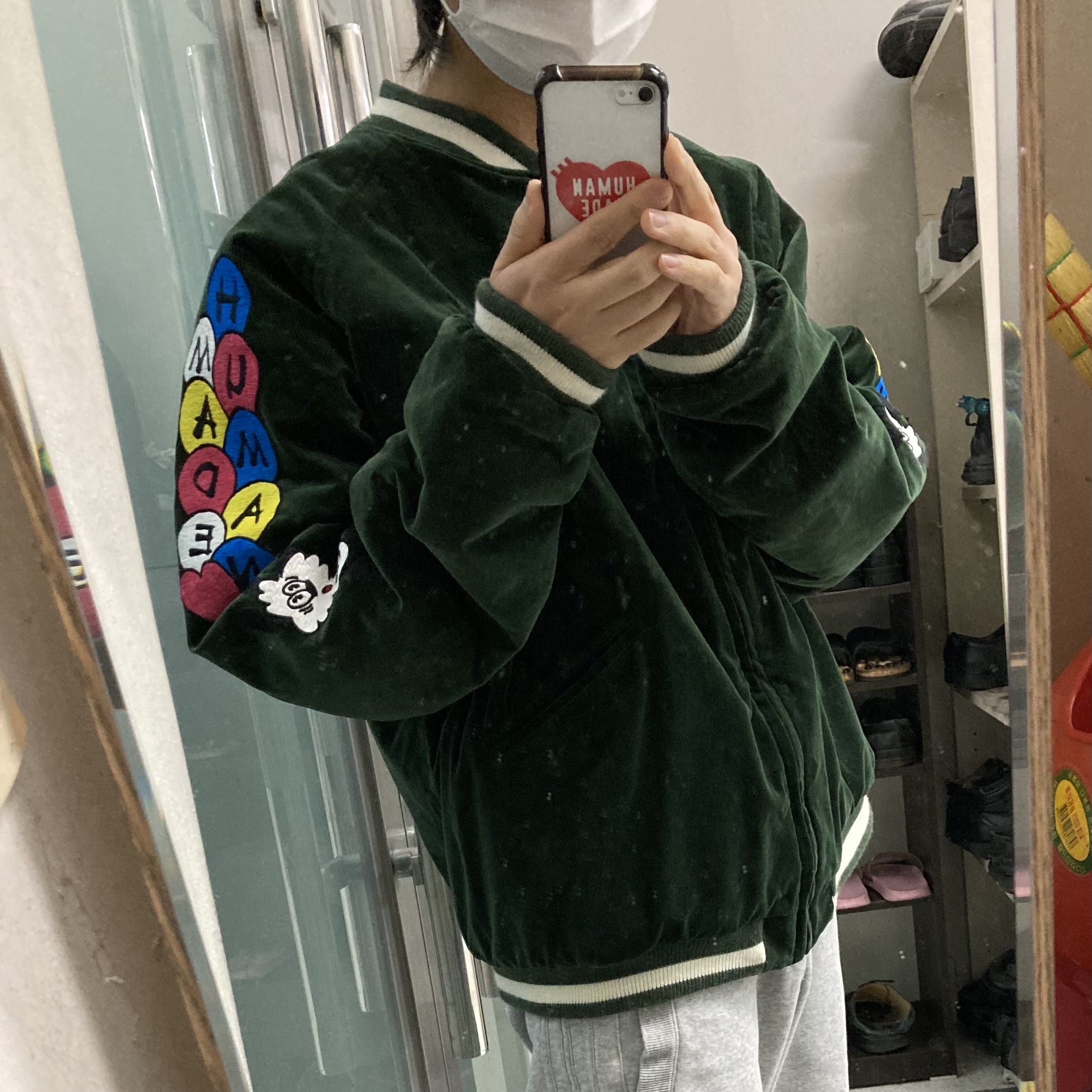 Human Made x Verdy Vick Yokosuka Reversible Jacket Green 착용 스타일 - 2