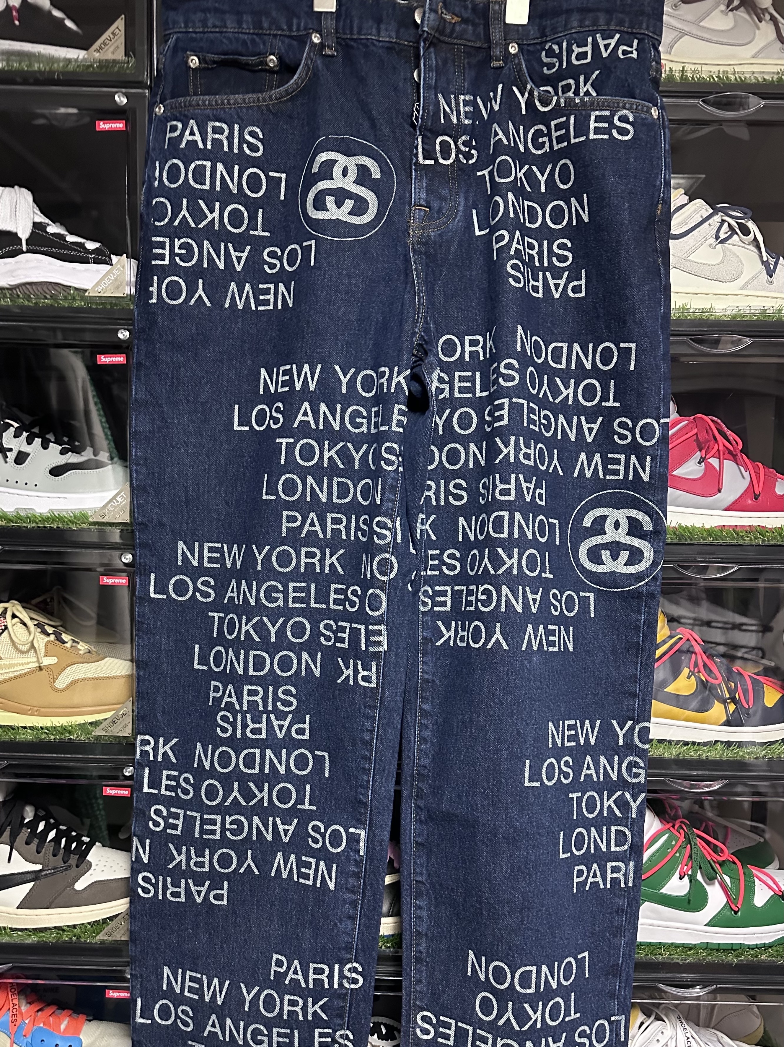 Stussy Big OL’ Jean City Link Denim One Wash 착용 스타일 - 1
