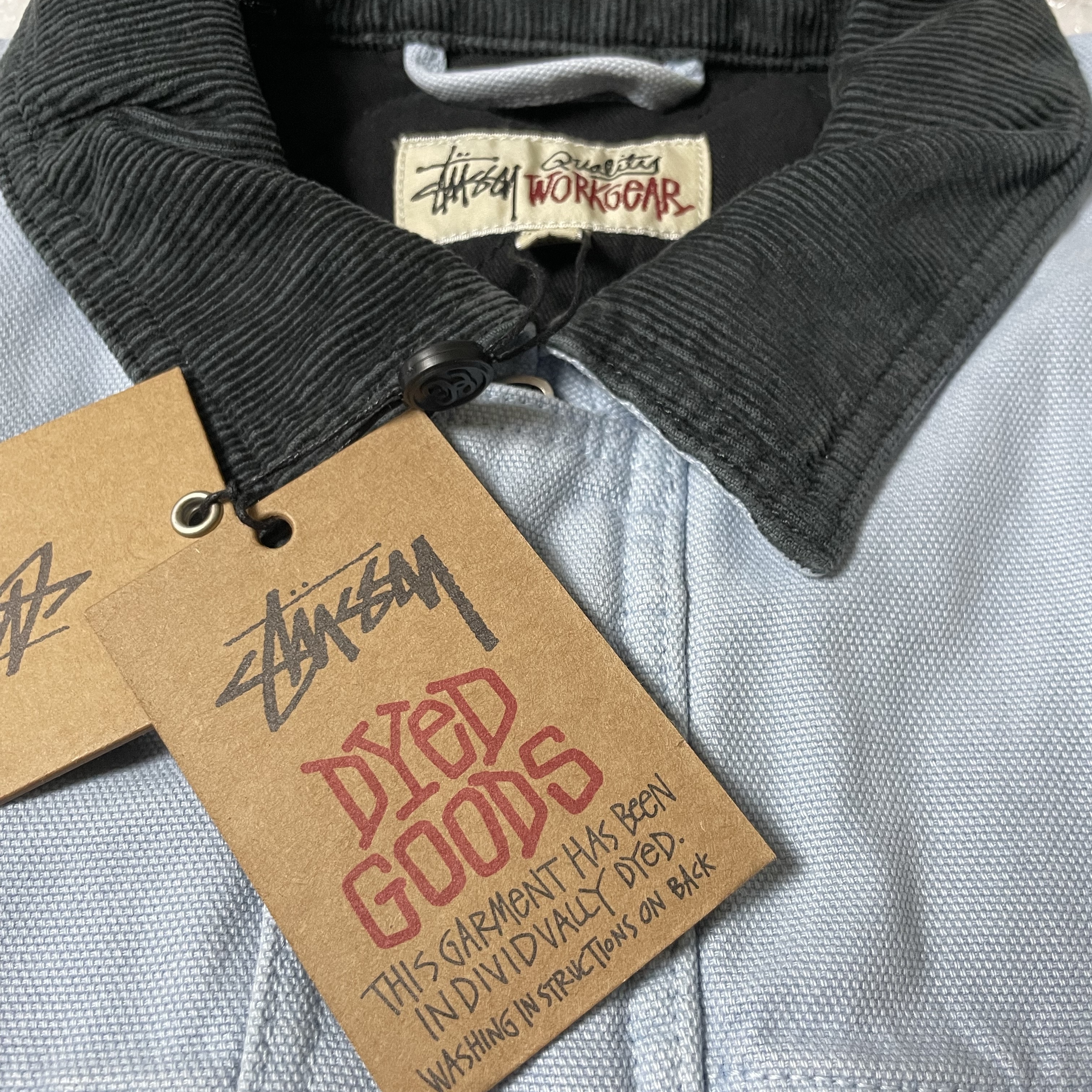 Stussy Washed Canvas Shop Jacket Light Blue 착용 스타일 - 1