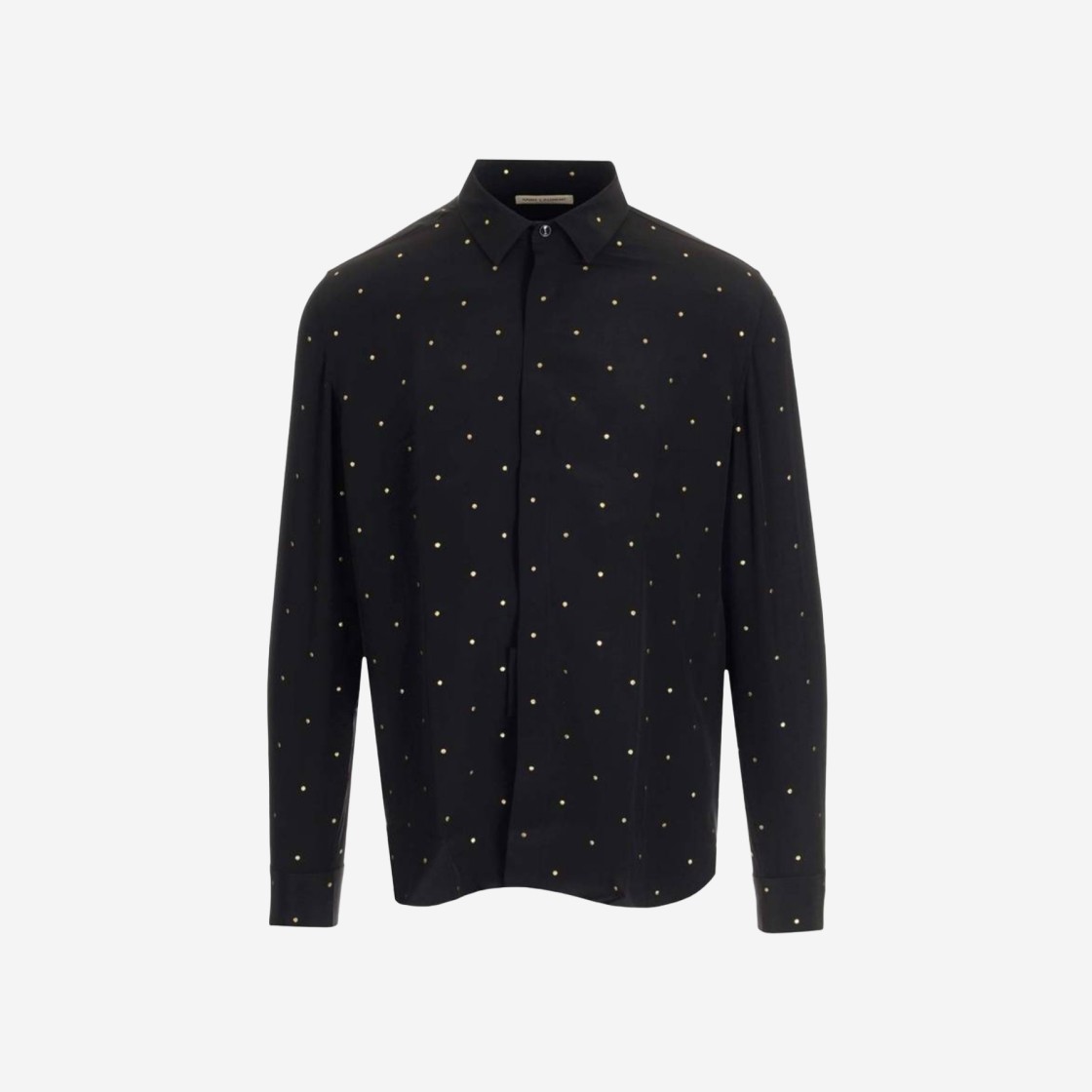 Saint Laurent Yves Collar Classic Shirt in Dotted Crepe De Chine Noir 상세 이미지 1