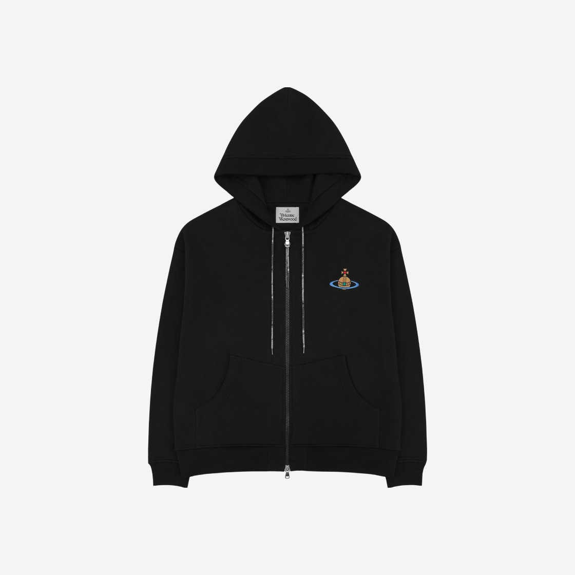 Vivienne Westwood Rugged Zip Up Big Logo Hoodie Black 상세 이미지 1