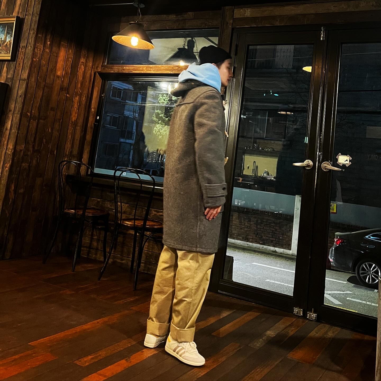 Adidas x Kasina Samba Consortium Cup Off White Trace Khaki, IAB Studio Hoodie Sky Blue Lemon 착용 스타일 - 1