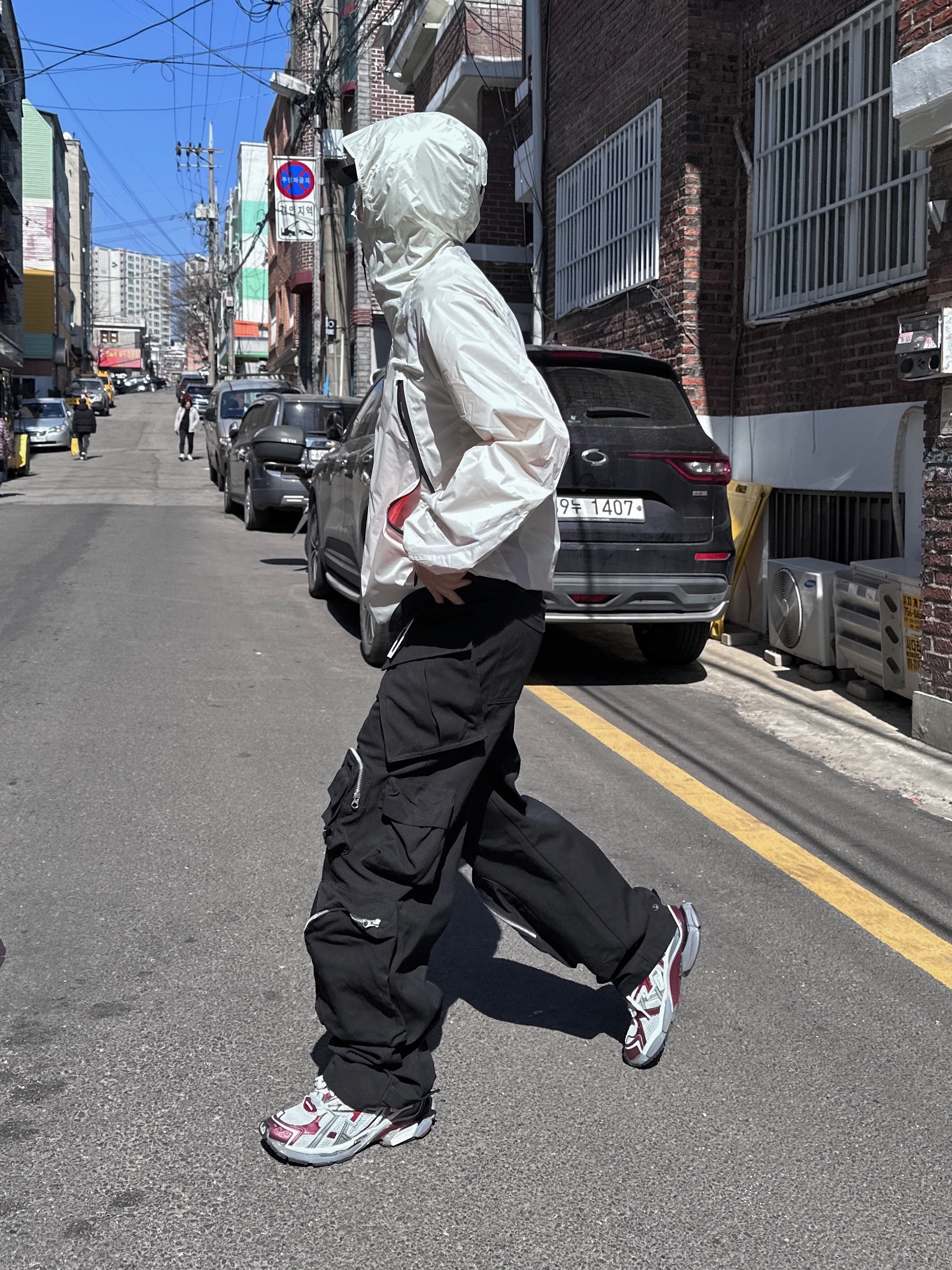 Nonnod Mechanic Cargo Pants Black 착용 스타일 - 2