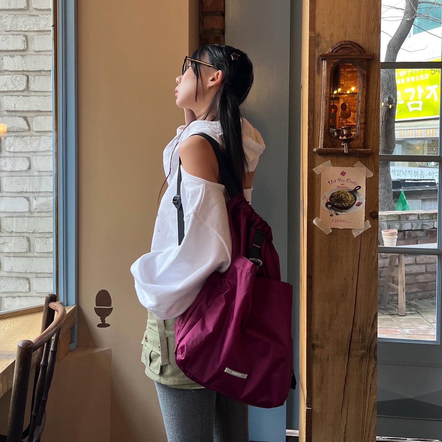 RAWROW Travel String Backpack Mini 720 Purple 착용 스타일 - 1