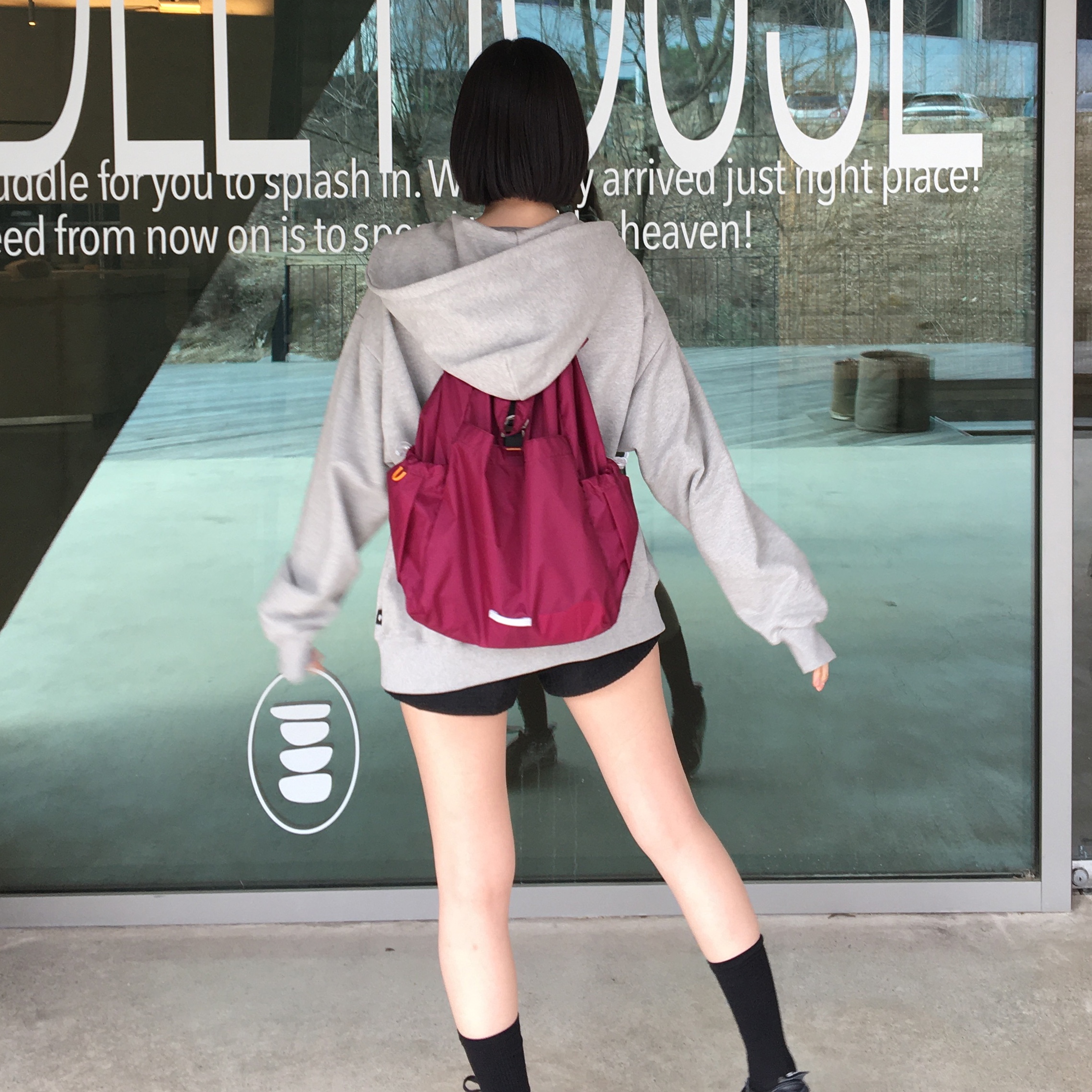 RAWROW Travel String Backpack Mini 720 Purple 착용 스타일 - 1