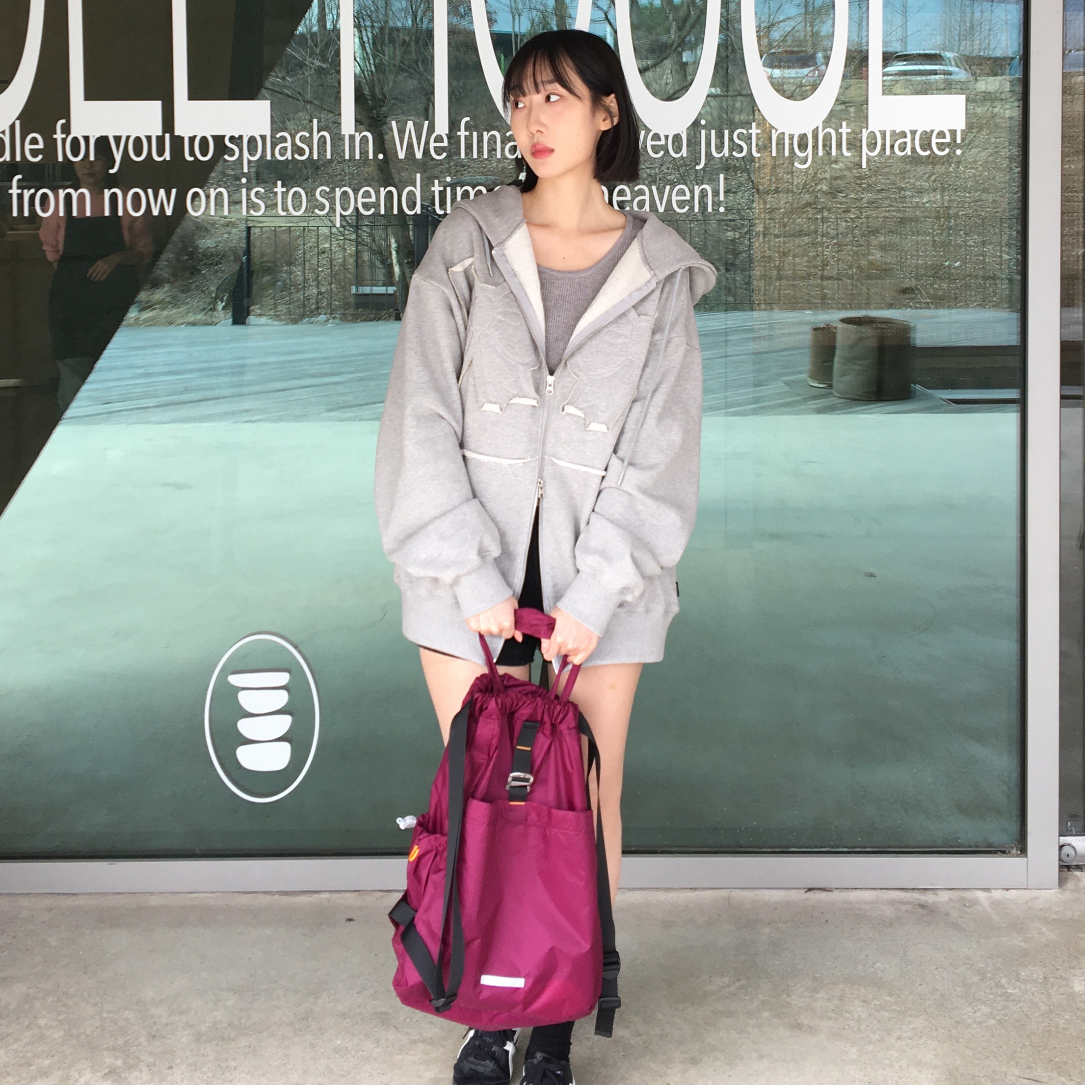 RAWROW Travel String Backpack Mini 720 Purple 착용 스타일 - 8