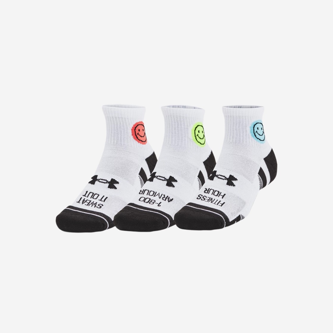 Under Armour UA Performance Tech Quarter Socks White Black (3 Pack) 상세 이미지 1