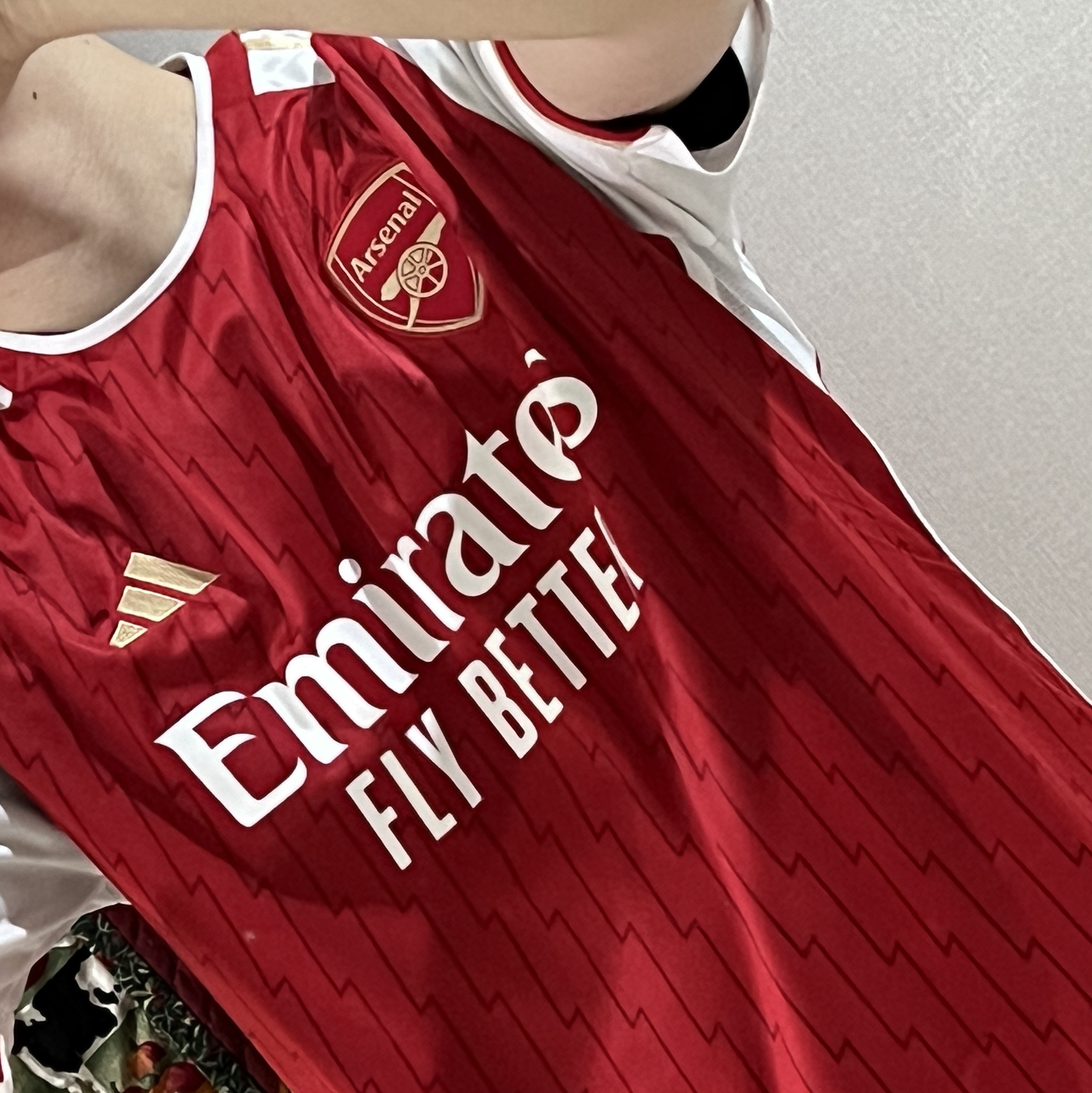 Adidas Arsenal 2023/24 Home Jersey Better Scarlet White - KR Sizing (Non Marking Ver.) 착용 스타일 - 2