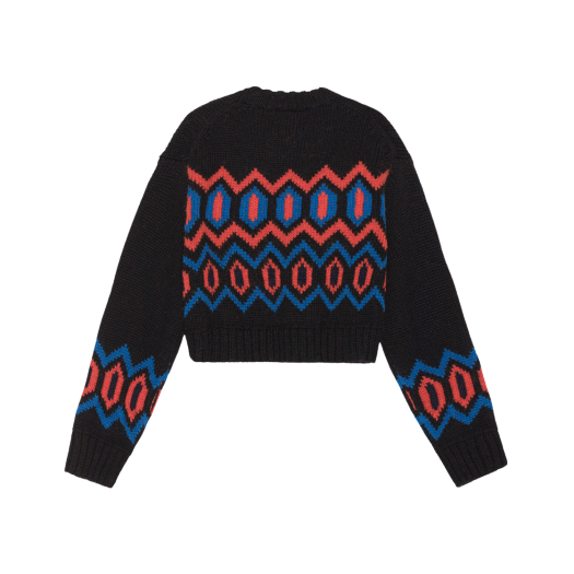 (W) 가니 청키 울 크롭 오넥 스웨터 블랙