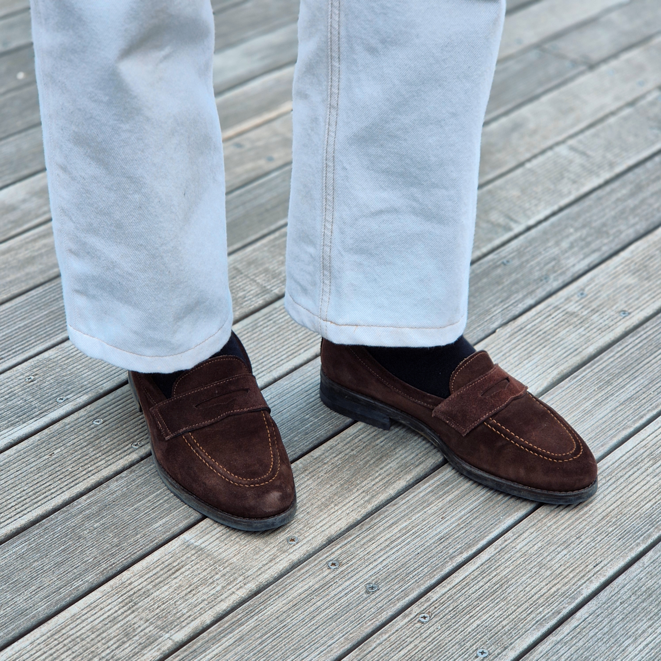 Harley of Scotland Shaggy Dog Crewneck Sweater Mushroom 착용 스타일 - 5