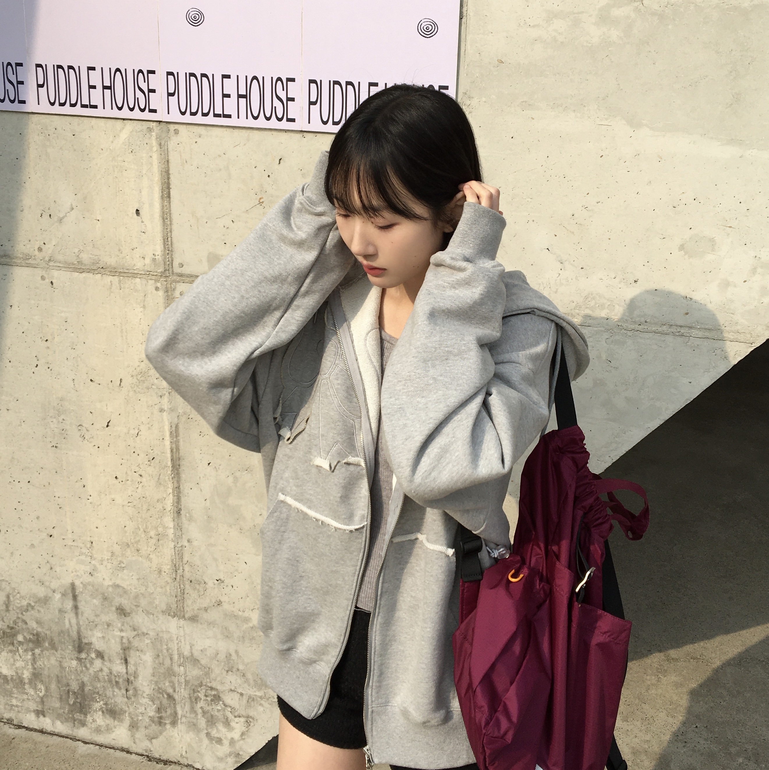RAWROW Travel String Backpack Mini 720 Purple 착용 스타일 - 4
