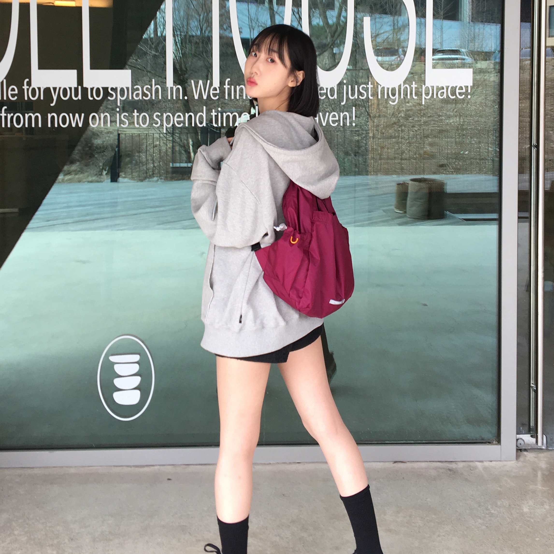 RAWROW Travel String Backpack Mini 720 Purple 착용 스타일 - 2