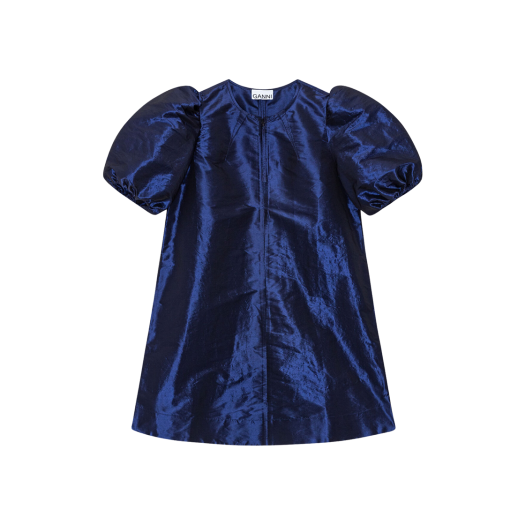 (W) 가니 샤이니 태피터 미니 드레스 소달라이트 블루