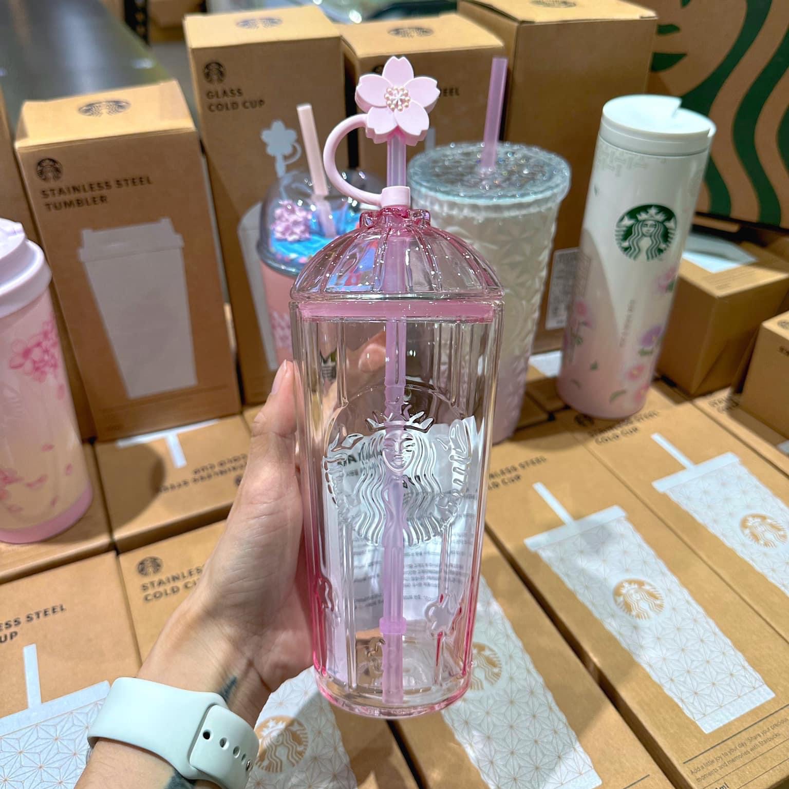 Starbucks Blossom Secret Garden Glass Cold Cup 500ml, Starbucks SS Blossom Secret Garden Elma Tumbler 473ml 착용 스타일