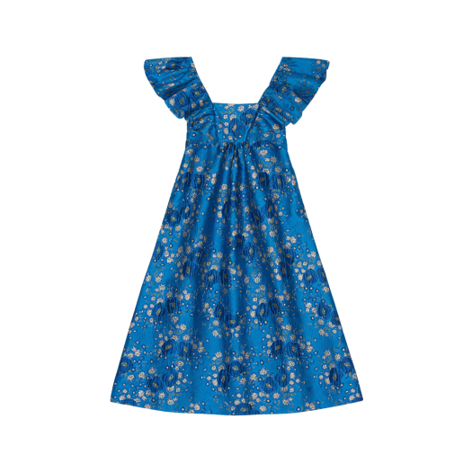 (W) 가니 3D 자카드 러플 미디 드레스 브릴리언트 블루