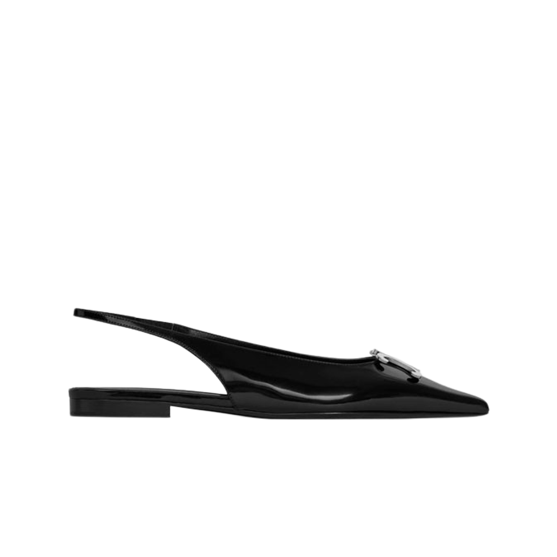 358014371C-38NO (W) Celine Alma Triomphe Flat Slingback in Glossy Calfskin Black