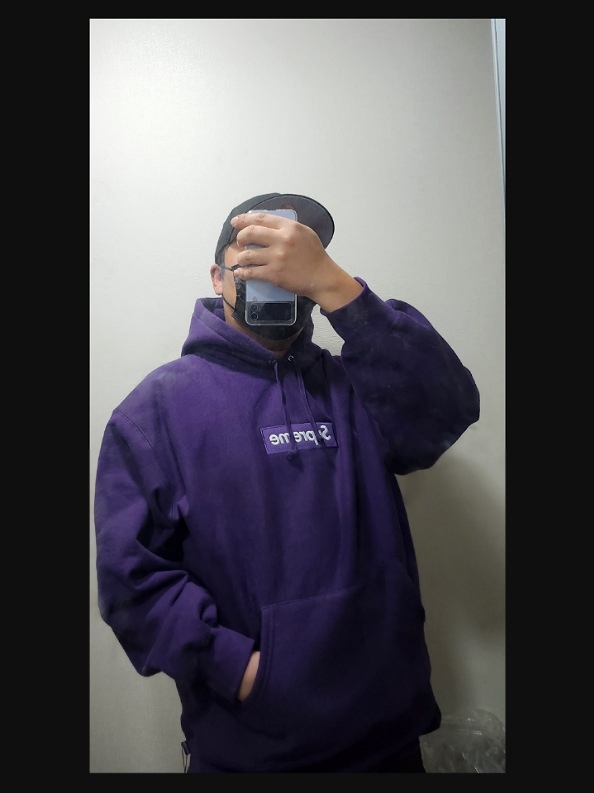 Supreme Box Logo Hooded Sweatshirt Dark Purple - 23FW 착용 스타일