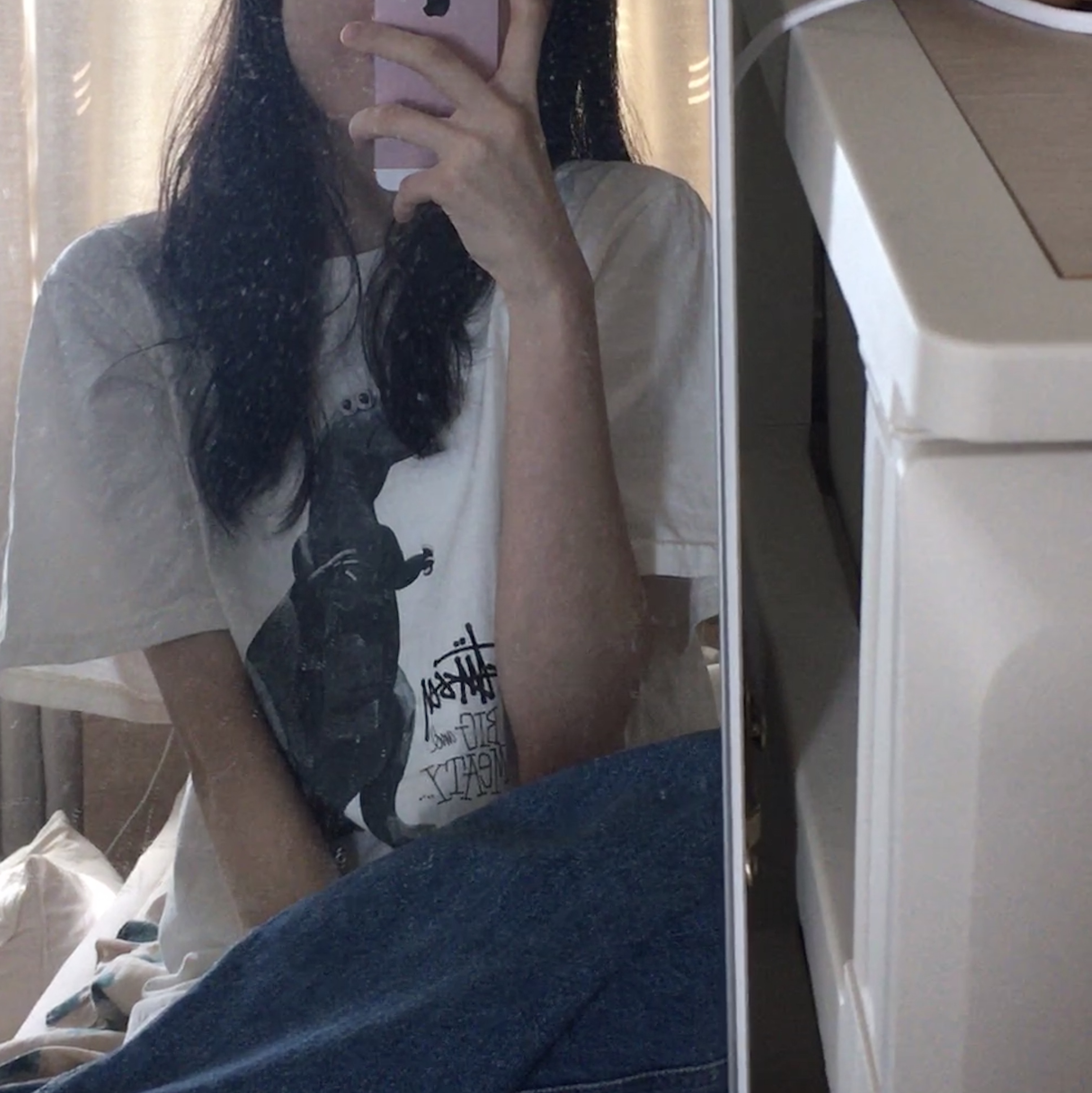Stussy Big & Meaty Pigment Dyed T-Shirt Natural 착용 스타일