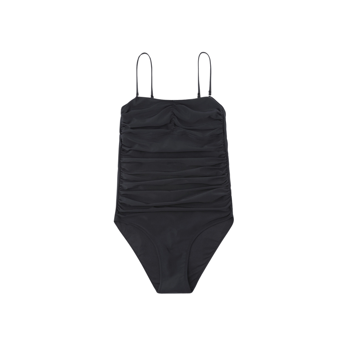 (W) Ganni Recycled Solid Core Recycled Core Solid Gathered Swimsuit Black 상세 이미지 1