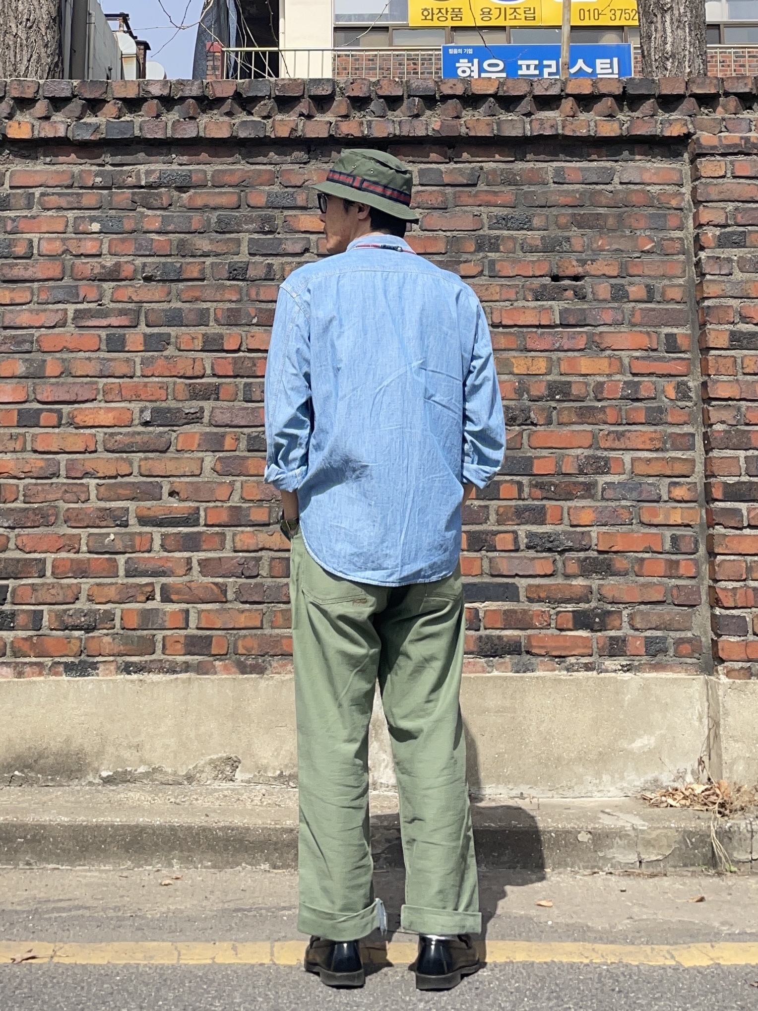 Orslow 5032 US Army Fatigue Pants Green, Haruta Leather Penny Loafer Black 착용 스타일 - 4