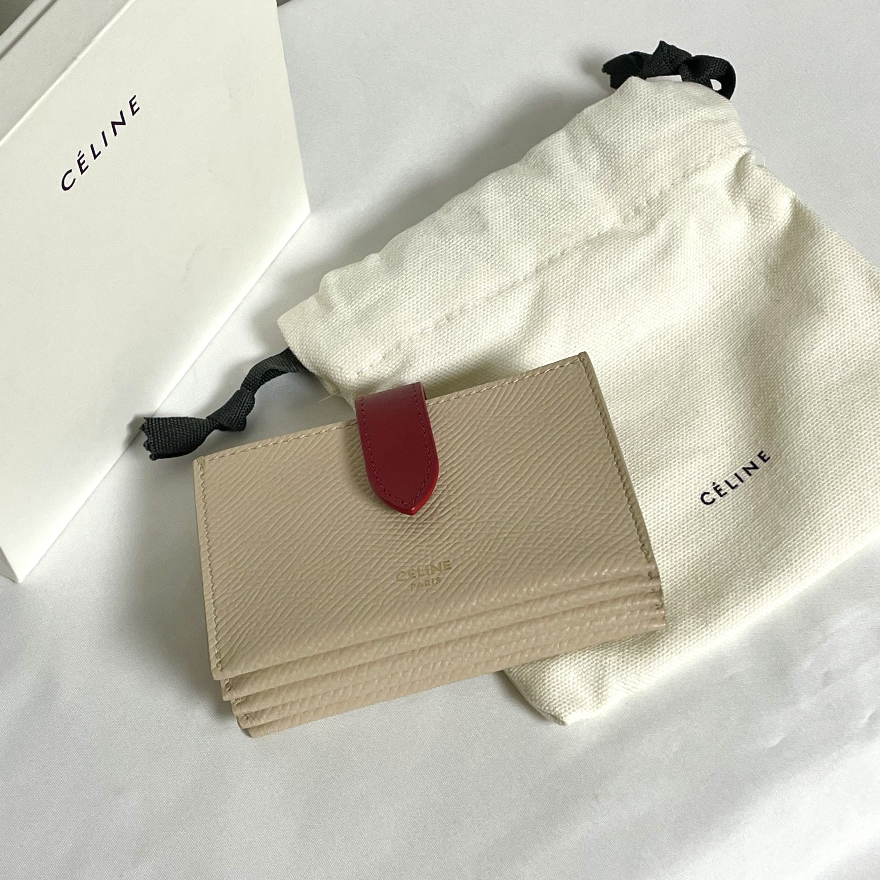 Celine Accordeon Card Holder in Grained Calfskin Medium Grey 착용 스타일 - 1