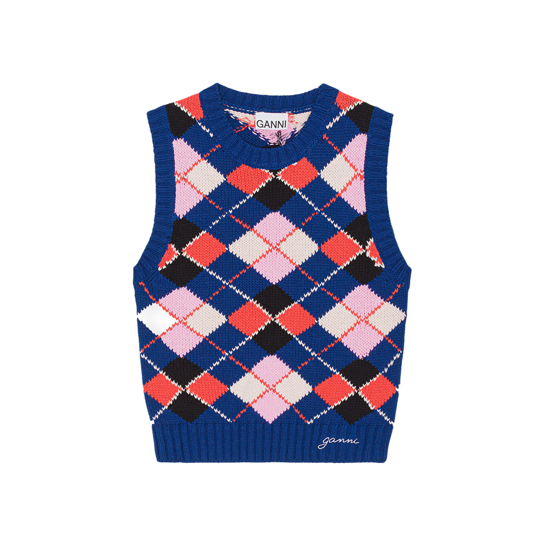 (W) Ganni Graphic Cotton Vest Sodalite Blue 상세 이미지 1