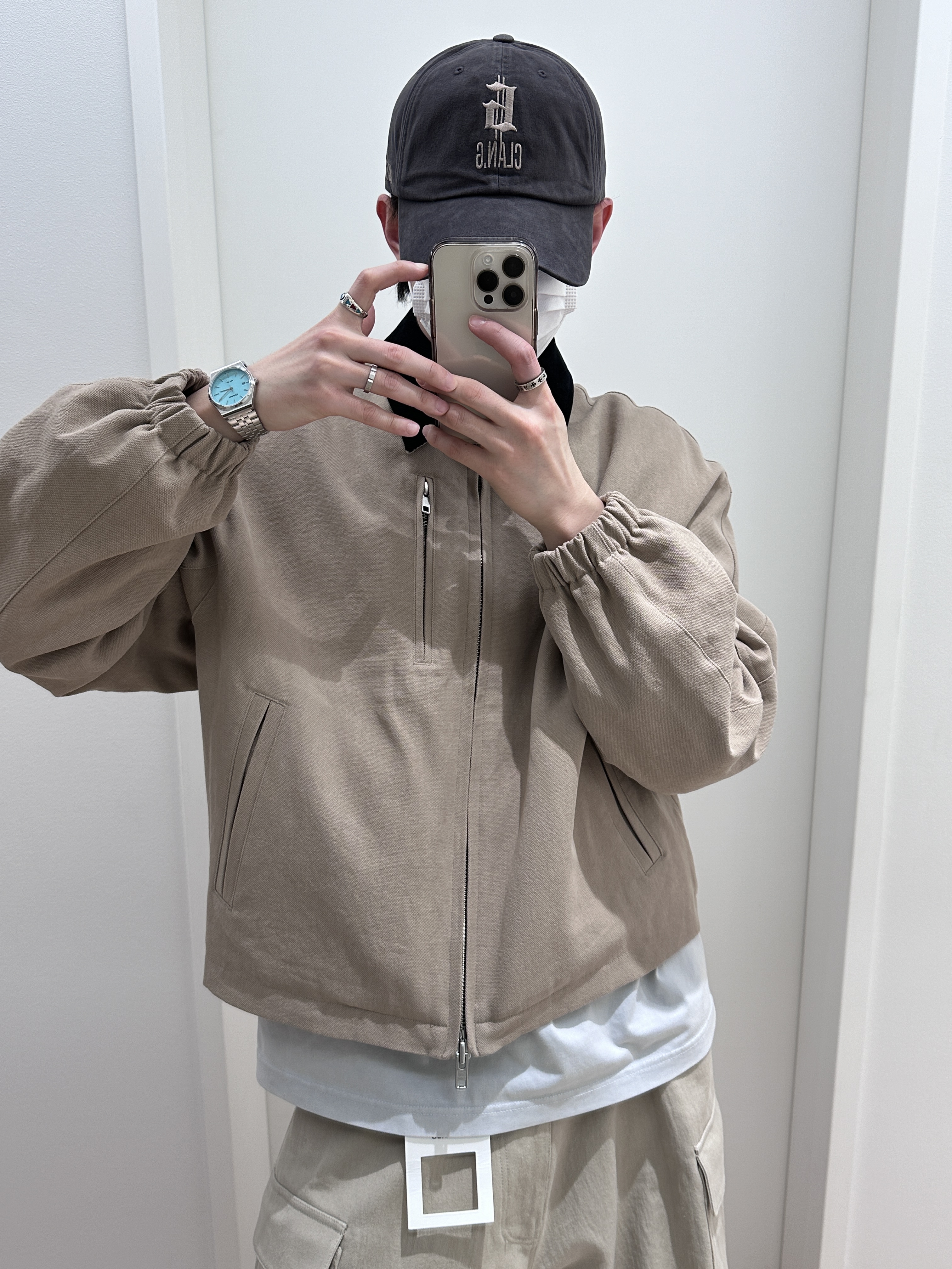 Nonnod Side Zip Cargo Pants Beige, Undermycar Gashutein 6 Clan.G Vintage Washed Ball Cap Elm Wood - 24SS 착용 스타일 - 3