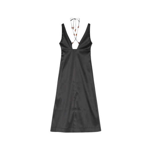 (W) 가니 더블 새틴 홀터넥 드레스 블랙