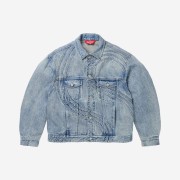 Supreme S Logo Denim Trucker Jacket Washed Blue - 24SS