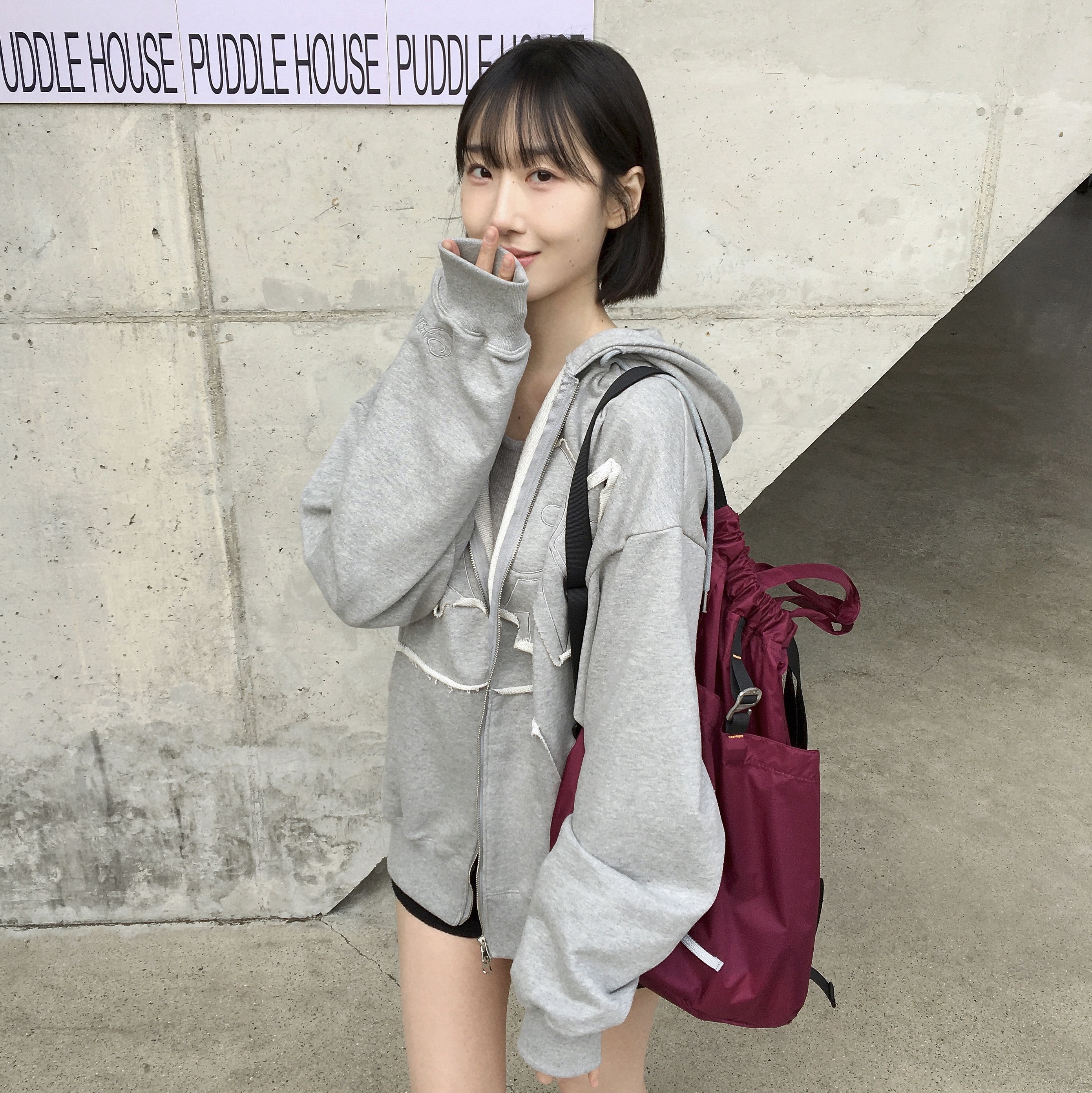 RAWROW Travel String Backpack Mini 720 Purple 착용 스타일 - 3