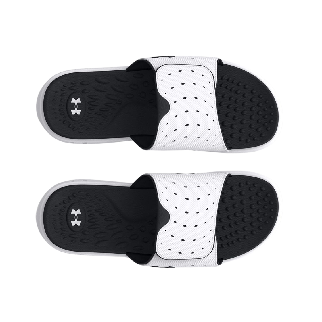 (W) 언더아머 UA 이그나이트 슬라이드 화이트 블랙((W)Under Armour UA Ignite Pro Slides White Black) - 2
