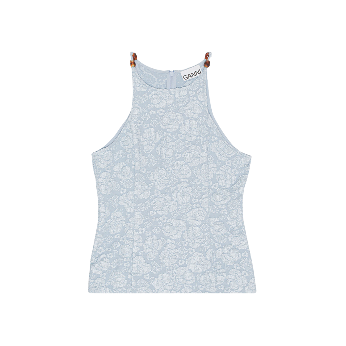 (W) Ganni Stretch Jacquard Top Sky Blue 상세 이미지 1