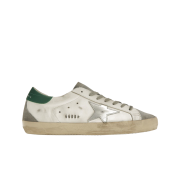 Golden Goose Superstar White Grey Silver Green Heel Tab Sneakers