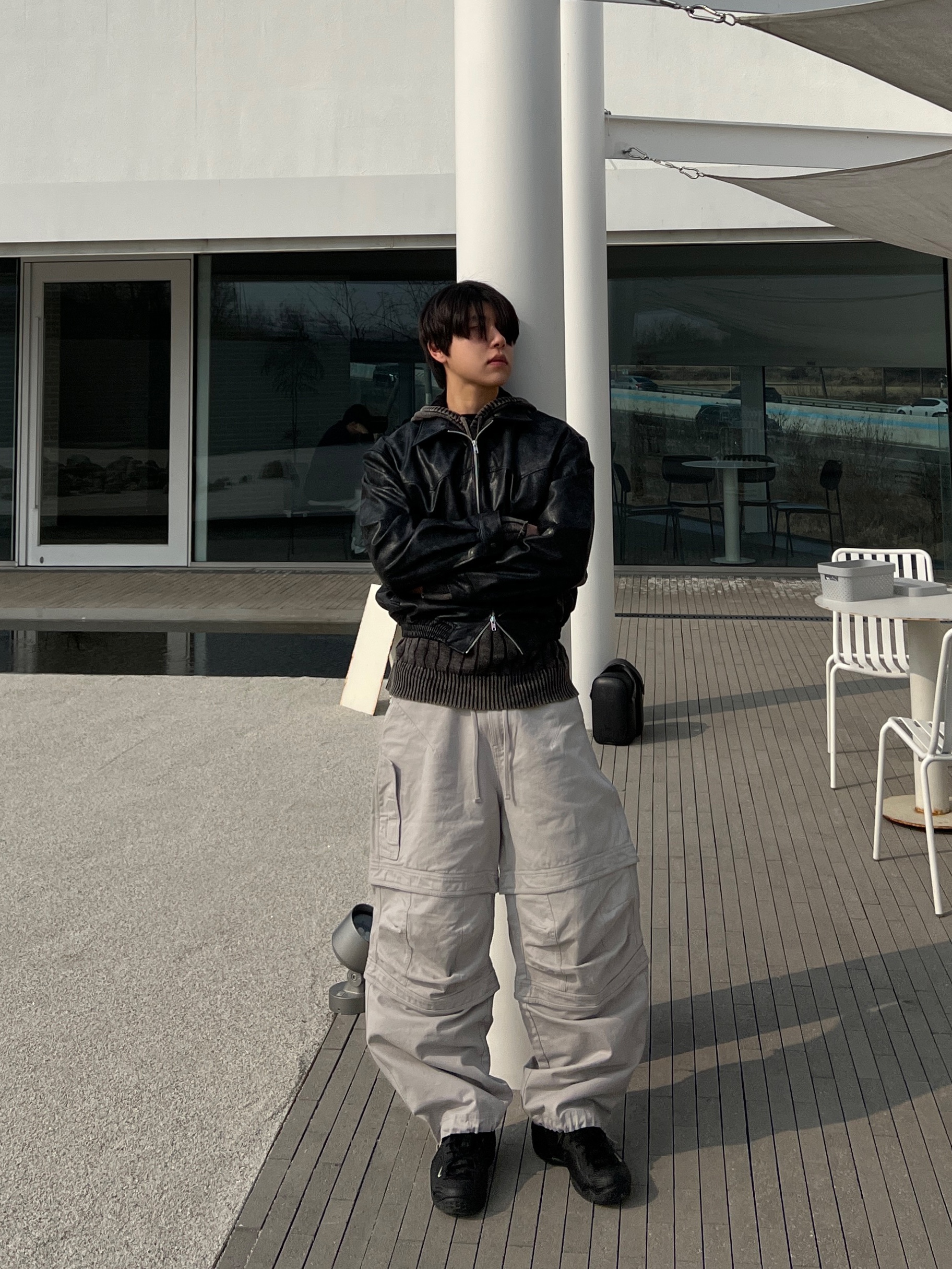 Nike x Comme des Garcons Homme Plus Air Foamposite One Black 착용 스타일 - 3