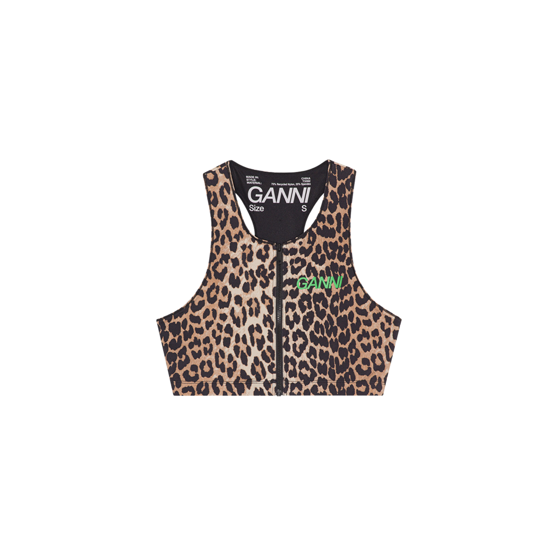 (W) Ganni Active Racerback Zipper Top Leopard 상세 이미지 1