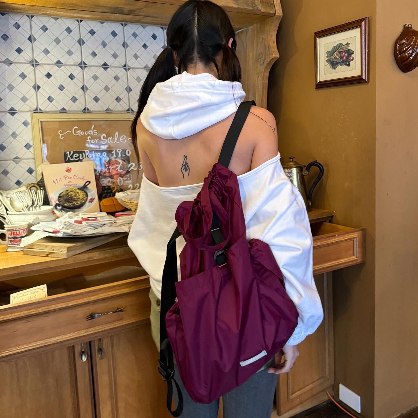 RAWROW Travel String Backpack Mini 720 Purple 착용 스타일 - 7