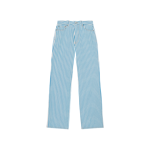 (W) Ganni Striped Magny Jeans Bright White