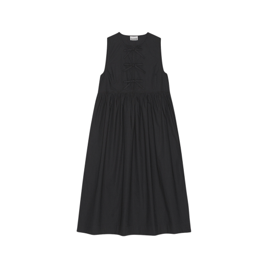 (W) 가니 코튼 포플린 미디 드레스 블랙