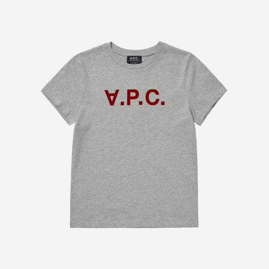 (W) 아페쎄 VPC 벨벳 티셔츠 라이트 헤더 그레이 레드