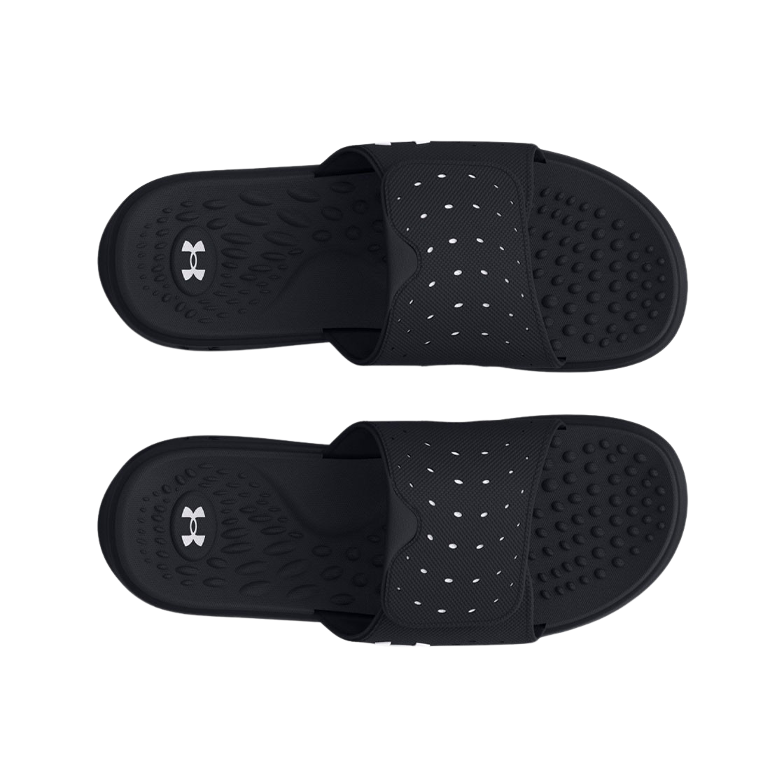 (W) 언더아머 UA 이그나이트 슬라이드 블랙 화이트((W) Under Armour UA Ignite Pro Slides Black White) - 2